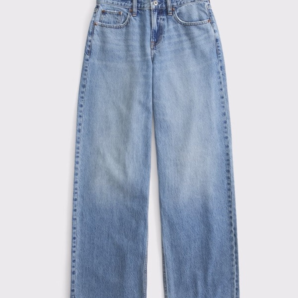 Abercrombie & Fitch Light Blue Denim Jeans with Tan Stitching